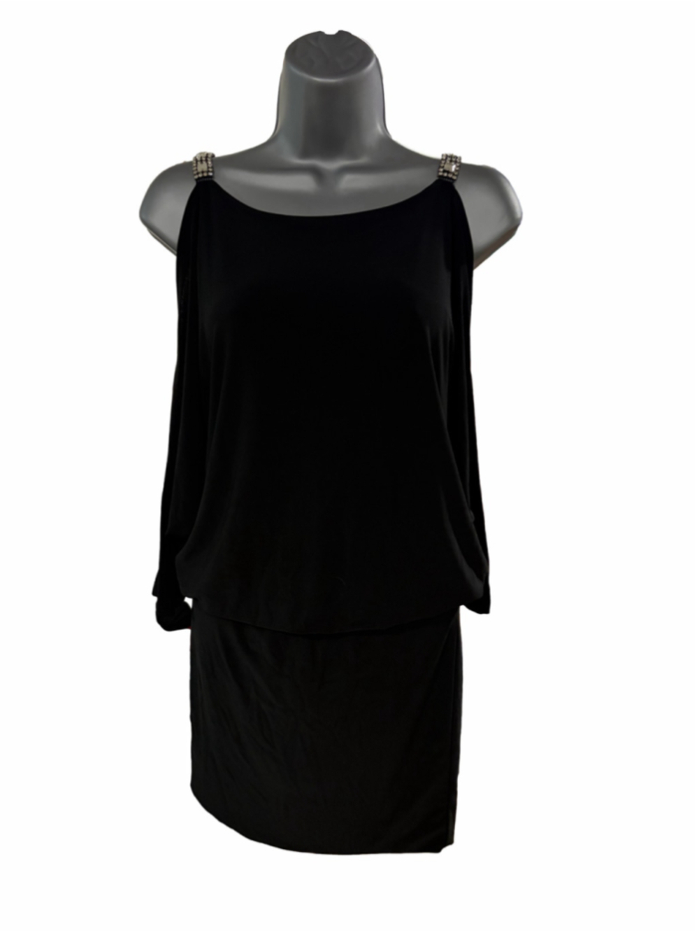 Y2K Women's Sabora Black Cold Shoulder Embellished Dress Size Medium